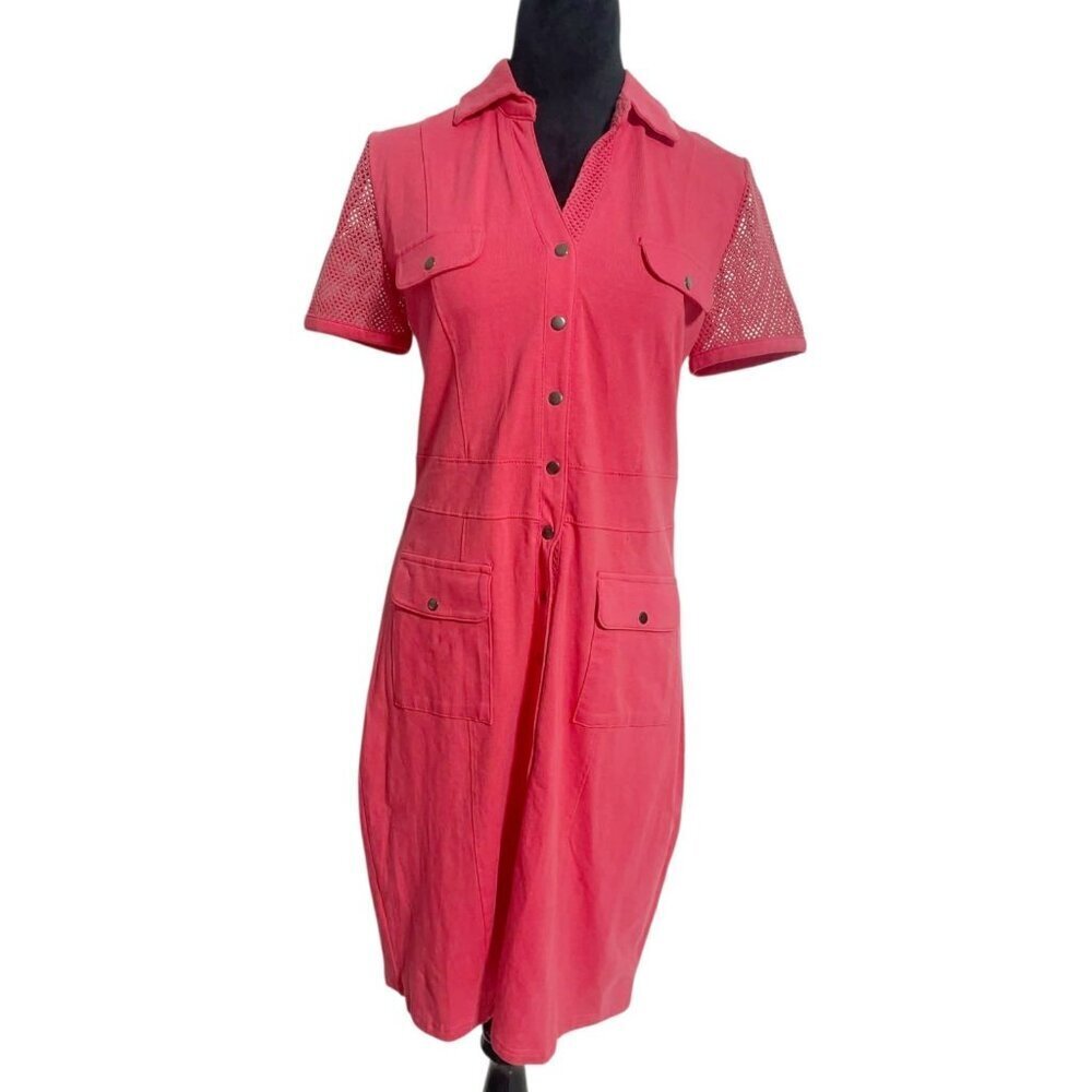 Dolcezza Size Small Shirt Dress Button Down Collared Pockets